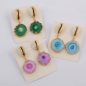 G1740-pendientes con conchas de cauri para mujer, joyería con conchas de cauri chapadas en oro, de cuarzo <span class=keywords><strong>solar</strong></span>, 2020