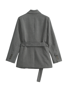 Grossista Vintage Waffle in tessuto Plaid alla moda Anti-rughe da ufficio a manica lunga <span class=keywords><strong>Blazer</strong></span> doppiopetto <span class=keywords><strong>con</strong></span> <span class=keywords><strong>cintura</strong></span> da <span class=keywords><strong>donna</strong></span> - Product Image 2