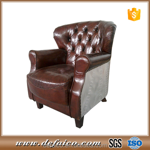 Aviador aluminio profesor sillón de cuero - Product Image 1