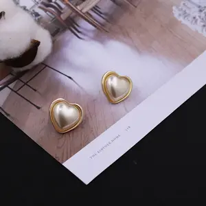 最新情人节礼物印度黄金心形珍珠耳钉