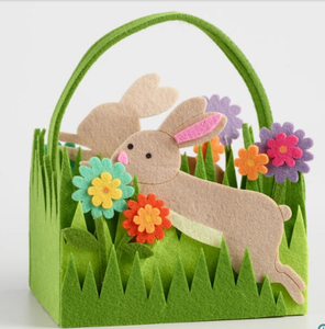 Large Leaping Bunny Felt Easter Basket