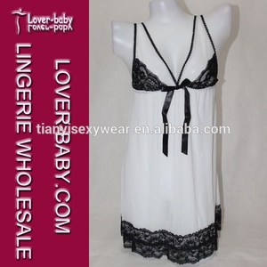 Formfitting maille et dentelle babydoll sexy gros nu. blanc, 2014 femme - Product Image 1