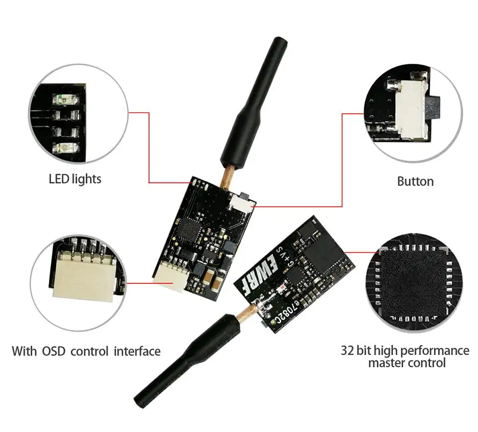 EWRF e7082C 5.8G 48CH VTX FPV Transmitter 25/100/200mW/OFF PitMode Support Betaflight/Cleanflight OSD DC 5-24V RC Models Part