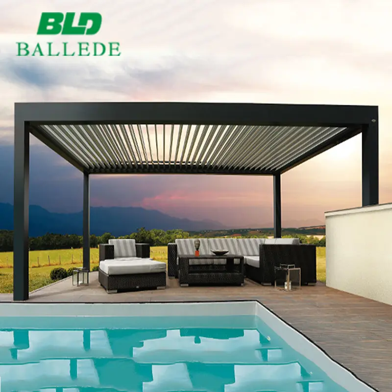 Ayarlanabilir kurulum açık modern alüminyum pergola gazebo panjur çatı