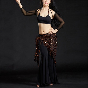 MeeTee-H-J68 de lentejuelas para mujer, Falda de baile con cadena, colorida, para el vientre