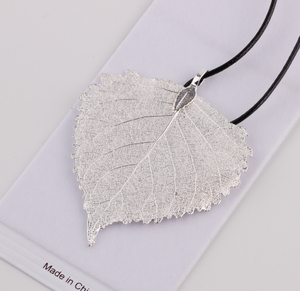 Fashion Latest Design Real <strong>Leaf</strong> Rose Gold Metal <strong>Jewelry</strong> Sets Necklace Choker Pendant for Women - Product Image 4