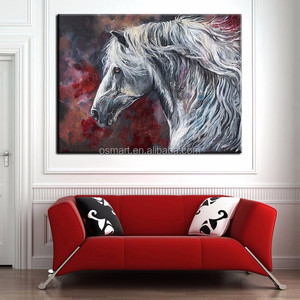 Giá tốt nhất có kinh nghiệm họa sĩ handmade trừu tượng động vật Ngựa sơn dầu trên vải đẹp chảy Trắng ngựa tóc sơn - Product Image 3