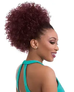 Droom. Ice 'S 10Inch Afro Bladerdeeg Trekkoord Paardenstaart Kinky Krullend Synthetisch Haar Opgestoken Chignon Bun Haarstuk