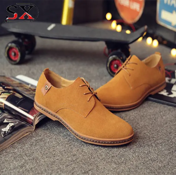 Hot sell fashion men casual shoes men flats lace up male suede men leather shoes