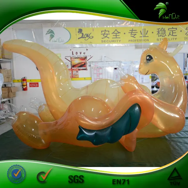 Seksi Dragon Inflatable, Orange Transparan Dragon Mainan dengan Payudara Besar