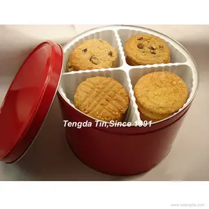 4 डिब्बे कुकी/केक धातु टिन बॉक्स के लिए lids के साथ भाग नियंत्रण