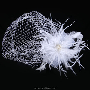 Vải Fascinator Hair Comb HA-235 Handmade Cô Dâu Lông Lông Lông Kim Loại Combs Cho Phụ Nữ Cô Gái 19X22Cm Mới Nhất, Thời Trang - Product Image 1