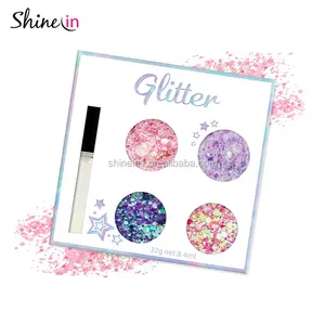 Glitter Makeup Kosmetik Glitter Wajah Ungu Campuran Gel Lem Glitter untuk Seni Kuku Tubuh