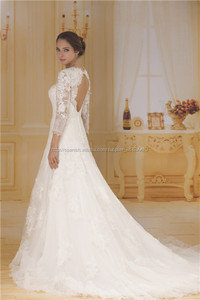 Elegante vestido largo de boda del <span class=keywords><strong>organza</strong></span> vaina de la <span class=keywords><strong>manga</strong></span> del tren con la espalda desnuda - Product Image 3