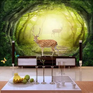 Wallpaper Stiker 3D Sika Rusa Berjalan Di 3D Stereoscopic Indah Hutan Mural Ethiopia Wallpaper Wallpaper untuk Salon