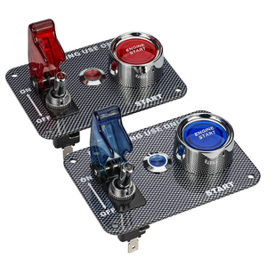 Araba yarışı kontak anahtarı paneli karbon Fiber sallanan düğme araba başlatma anahtarı gösterge ışığı ile - Product Image 5