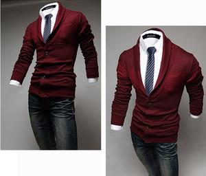 2017 otoño piel apretada manga larga suéter, 12GG llanura <span class=keywords><strong>cardigan</strong></span> suéter de punto camisa del <span class=keywords><strong>hombre</strong></span> - Product Image 2