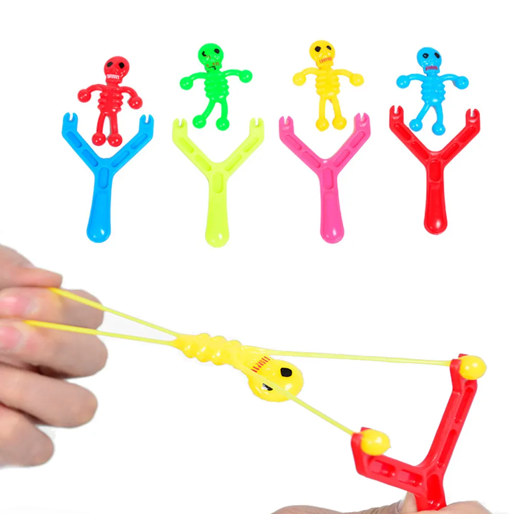 Mainan Slingshot Halloween Anak, Mainan Tengkorak Pria Elastis Terbang untuk Anak-anak