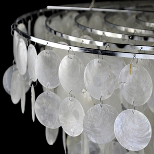 Natural Color Party Wedding Decoration Modern Flat Round Capiz <strong>Shell</strong> Chandelier <strong>Light</strong> - Product Image 5