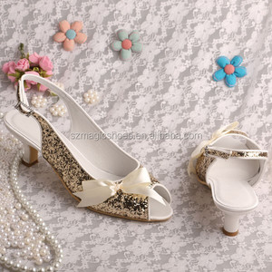 Scintillio dell'oro Slingback <span class=keywords><strong>Sandali</strong></span> per la Cerimonia Nuziale - Product Image 2