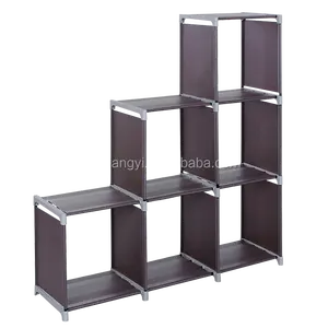 A prueba de agua estante rack de 3 niveles de cubo de almacenamiento organizador de armario estante armario 6 cubo organizador de púrpura