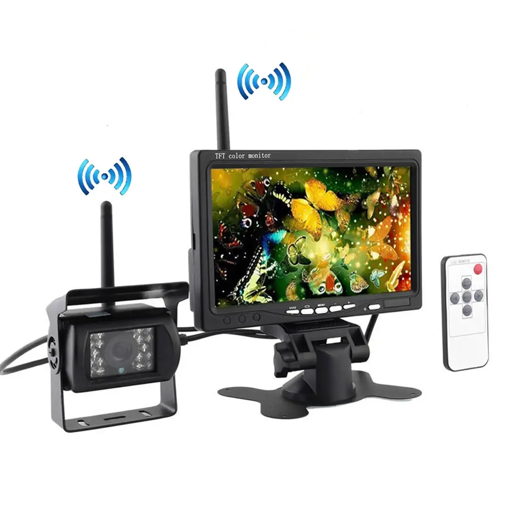 7'' Display Monitor 2.4G Analog Wireless Cars/Trucks Rear View Backup Camera System