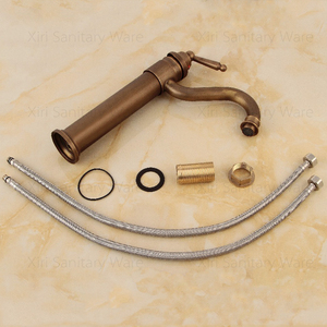 Rubinetto per Lavabo da <span class=keywords><strong>Bagno</strong></span> Classico in Ottone Anticato Montato sul Piano Miscelatore Acqua Calda e Fredda XR-GZ-8020 Vendita all'Ingrosso - Product Image 5