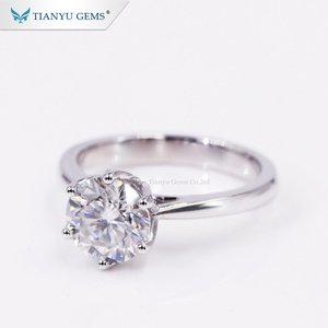 Wuzhou fabbrica tianyu gemme solido da sposa in oro anello 1.25ct rotonda cuore & arrow moissanite anello di fidanzamento in oro per la donna - Product Image 3