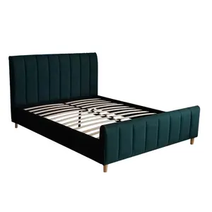 新设计软垫卧室家具双尺寸织物床架