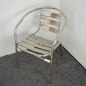 Al aire libre sillón doble tubo aluminio 7-Slat <span class=keywords><strong>apilable</strong></span> jardín brillo de metal Bistro silla - Product Image 2