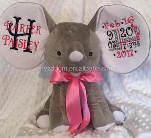 Vendita calda peluche peluche monogramma elefante annuncio di nascita giocattolo ricamato - Product Image 6