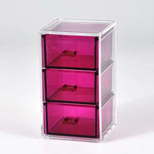 Cajón de plástico rosa oscuro para organización de escritorio - Product Image 1