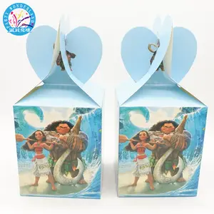 Wholesale DIY decoration packaging folding Moana candy custom printed party gift kids favor paper box