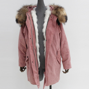 <strong>Woman</strong> Latest Fashion Winter Sheep Fur or Fox Fur Lining <strong>Corduroy</strong> <strong>Jacket</strong> 2018 Fashion Style Fur Parka - Product Image 2