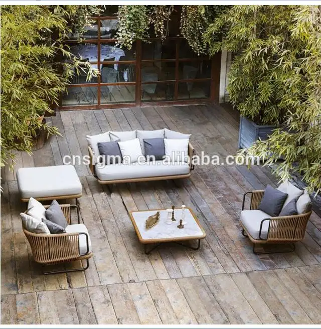 Nordische Art Außen terrasse Garten schnur gebundene Web-Sofa Set Möbel Verkauf