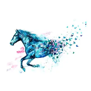 Custom Printed Water Transfer Waterproof Cute Horse Animals Temporary Tattoos Sticker