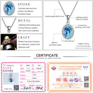 Naturale Della Pietra Preziosa Dell'argento Sterlina 925 8x6mm Ovale Swiss Blu Topaz <span class=keywords><strong>Collana</strong></span> S925 Per Le Donne NI049 - Product Image 6