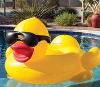 Grand canard jaune gonflable avec lunettes, matelas flottant pour piscine, jouets gonflables à monter, grands animaux flottants
