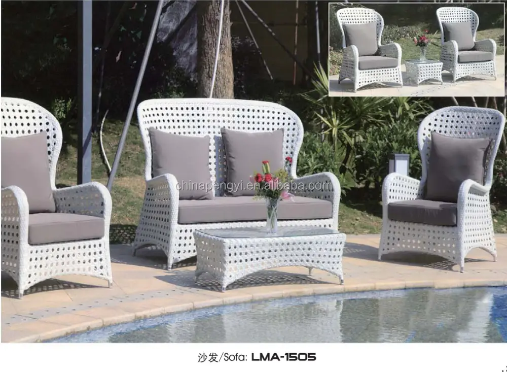 2016 bianco rattan mobili da giardino all'aperto malesia