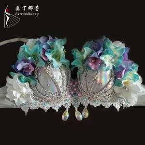 女性マーメイドフラワーブラベリーダンスビーズ刺繍ブラ - Product Image 2