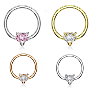 Импортеры, реальные ювелирные изделия унисекс для пирсинга, кольцо для ушей, носа, в форме сердца, циркониевые кольца Bcr, закрытые кольца - Product Image 5