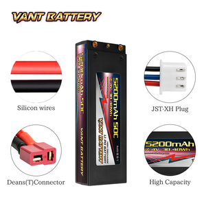 Vant 2S Lipo バッテリー 2S 5200mAh 50C ハードケース 高品質 4mm ディーンズコネクター付き RC トラック/トラギー/レーシングホビー用 - Product Image 3