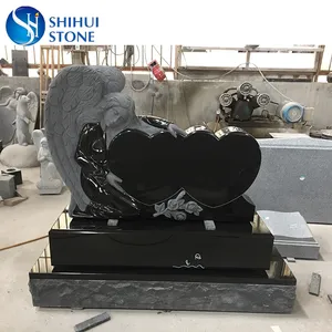 Wholesales China Black Granite Monuments Tombstone mit Angel Sculpture