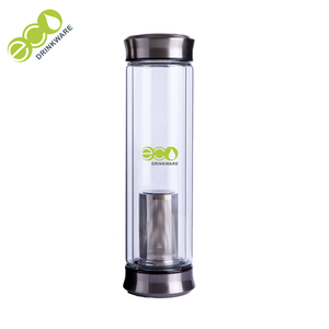 BPA libre GA5030 inoxidable doble té tapa doble pared cristal del infuser botella de agua potable con Infusor de té - Product Image 3