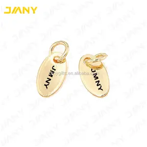 Custom Gold Plated Ovals Metal Jewellery Brass Logo Tag