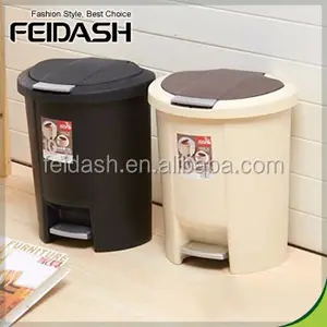 PP Round Trash Bin with push lid and pedal plastic dust bin