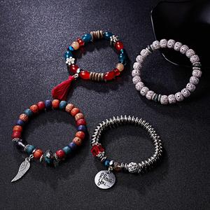 Pulseras de cuentas de piedra Natural para mujer, conjunto de pulseras CON ABALORIOS de borla de ala, joyas Vintage bohemias, <span class=keywords><strong>moda</strong></span> para mujer - Product Image 5
