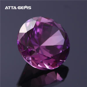 61 #   Pierre précieuse synthétique de corindon violet de forme ronde brillante, saphir violet créé en laboratoire, à vendre - Product Image 2