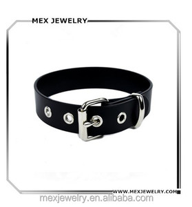 أعلى جودة واسعة المختنق عادي أسود حزام جلد قلادة للنساء - Product Image 1