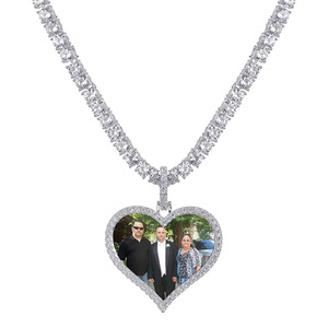 Foto personalizzata della collana del pendente della cornice della foto di forma di <span class=keywords><strong>amore</strong></span> di HIPHOP Bling - Product Image 3